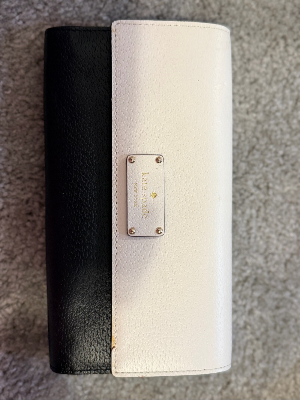 kate spade Black & White Leather Continental Wallet
